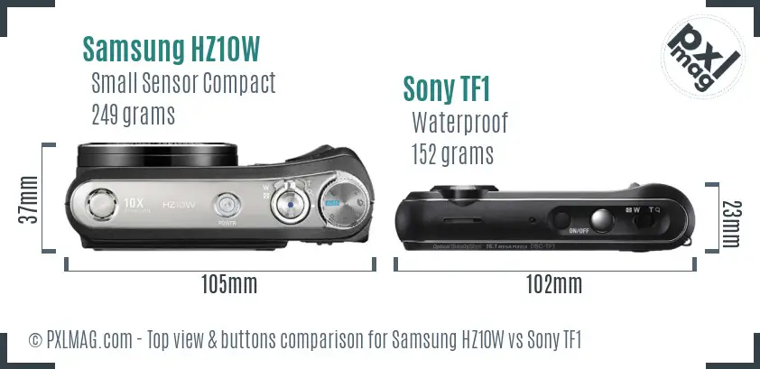 Samsung HZ10W vs Sony TF1 top view buttons comparison