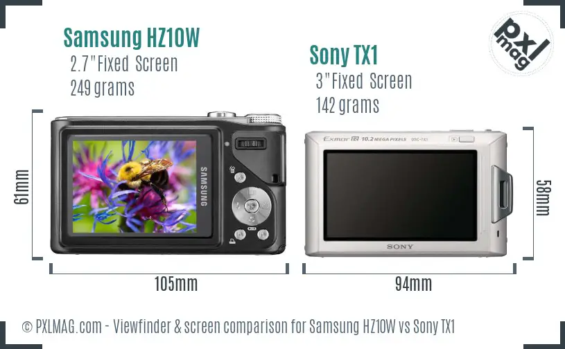 Samsung HZ10W vs Sony TX1 Screen and Viewfinder comparison