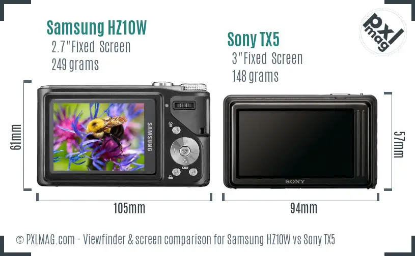 Samsung HZ10W vs Sony TX5 Screen and Viewfinder comparison