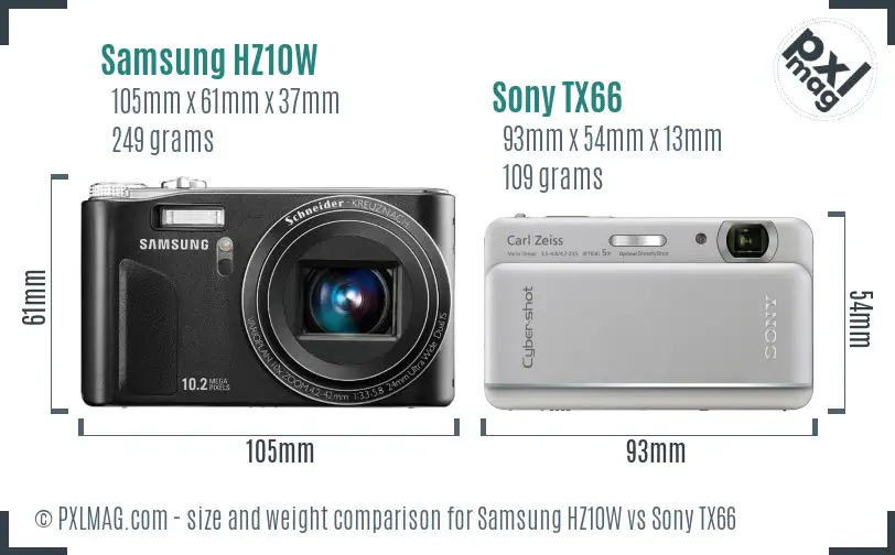 Samsung HZ10W vs Sony TX66 size comparison