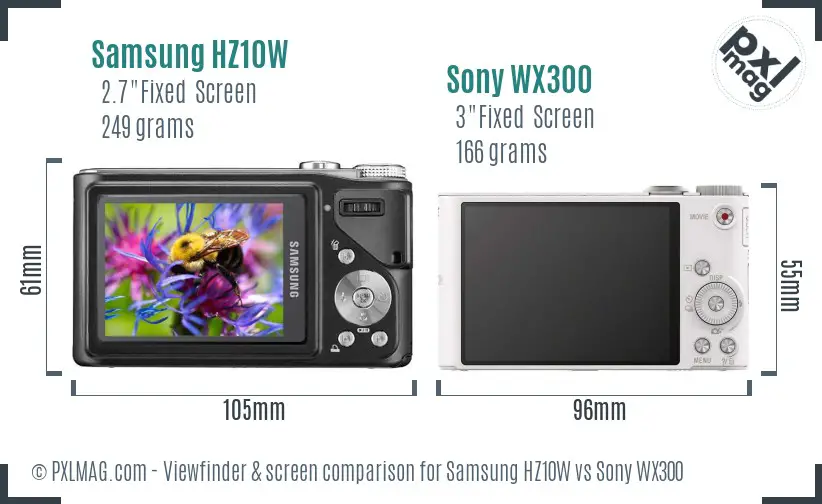 Samsung HZ10W vs Sony WX300 Screen and Viewfinder comparison