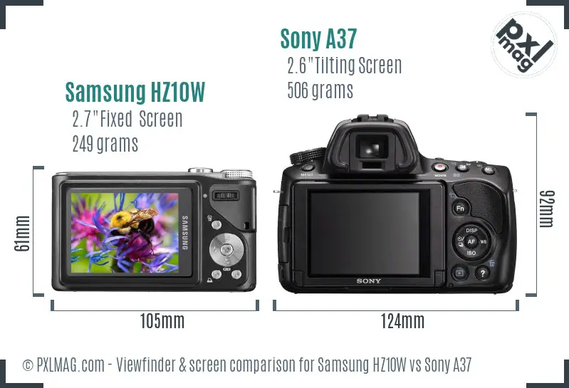 Samsung HZ10W vs Sony A37 Screen and Viewfinder comparison