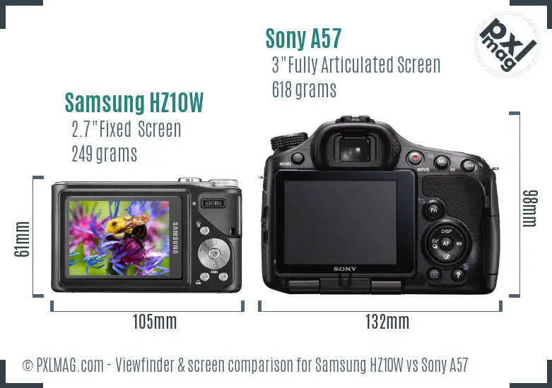 Samsung HZ10W vs Sony A57 Screen and Viewfinder comparison
