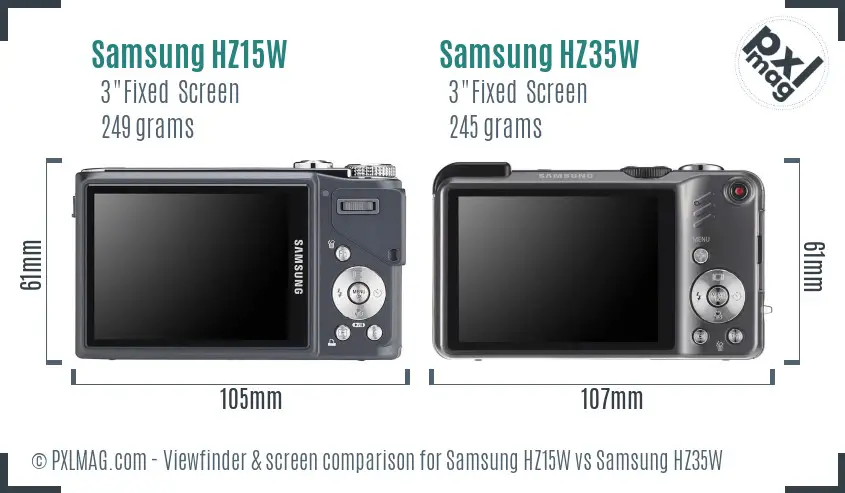 Samsung HZ15W vs Samsung HZ35W Screen and Viewfinder comparison