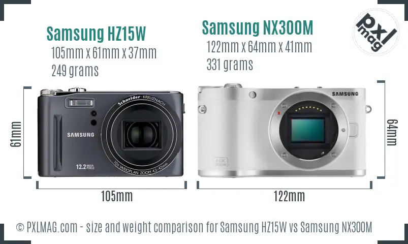 Samsung HZ15W vs Samsung NX300M size comparison