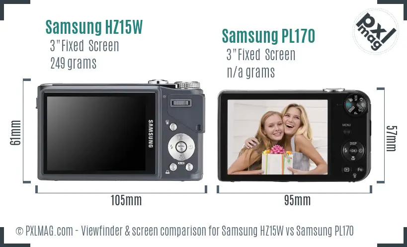 Samsung HZ15W vs Samsung PL170 Screen and Viewfinder comparison
