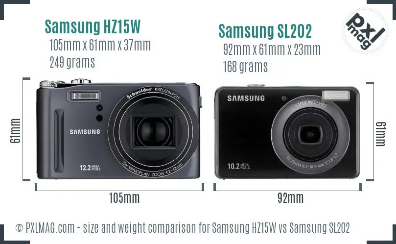 Samsung HZ15W vs Samsung SL202 size comparison Samsung HZ15W vs Samsung SL202 size comparison