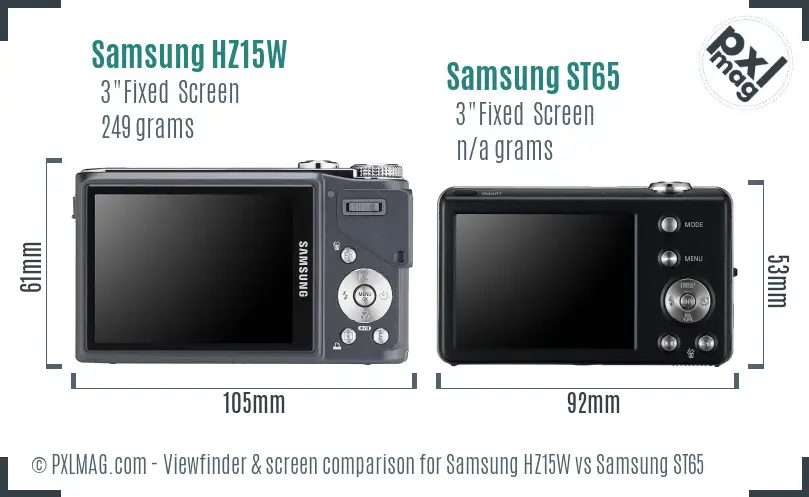 Samsung HZ15W vs Samsung ST65 Screen and Viewfinder comparison Samsung HZ15W vs Samsung ST65 Screen and Viewfinder comparison