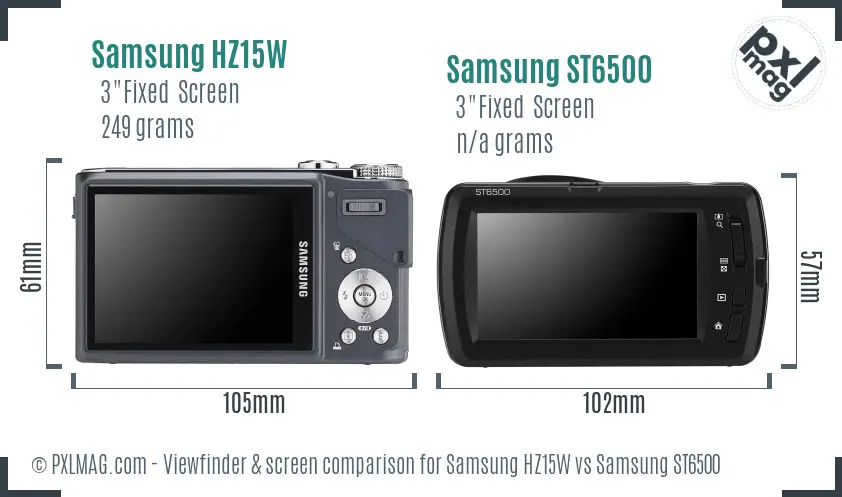 Samsung HZ15W vs Samsung ST6500 Screen and Viewfinder comparison