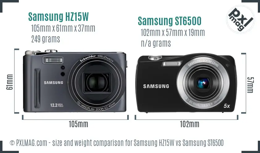 Samsung HZ15W vs Samsung ST6500 size comparison