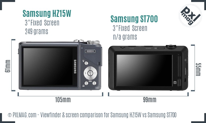 Samsung HZ15W vs Samsung ST700 Screen and Viewfinder comparison