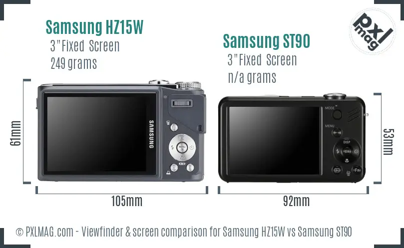 Samsung HZ15W vs Samsung ST90 Screen and Viewfinder comparison Samsung HZ15W vs Samsung ST90 Screen and Viewfinder comparison