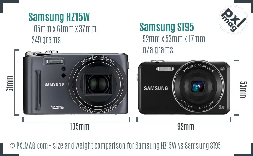 Samsung HZ15W vs Samsung ST95 size comparison