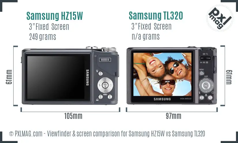 Samsung HZ15W vs Samsung TL320 Screen and Viewfinder comparison Samsung HZ15W vs Samsung TL320 Screen and Viewfinder comparison