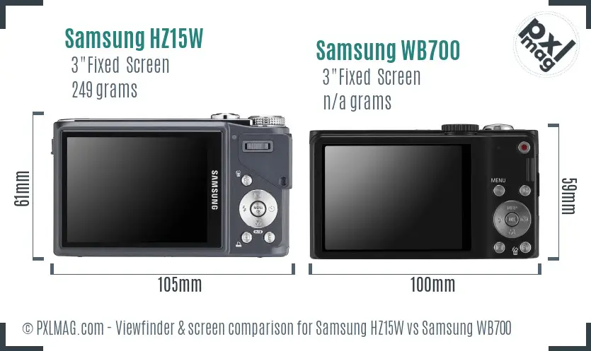 Samsung HZ15W vs Samsung WB700 Screen and Viewfinder comparison