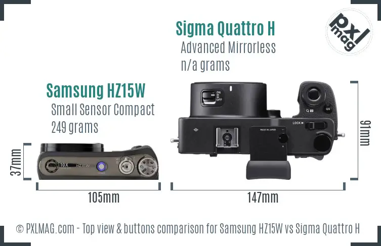 Samsung HZ15W vs Sigma Quattro H top view buttons comparison