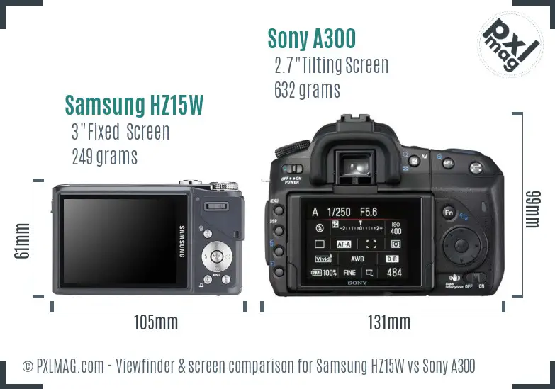 Samsung HZ15W vs Sony A300 Screen and Viewfinder comparison