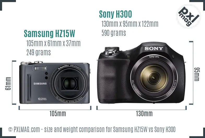 Samsung HZ15W vs Sony H300 size comparison