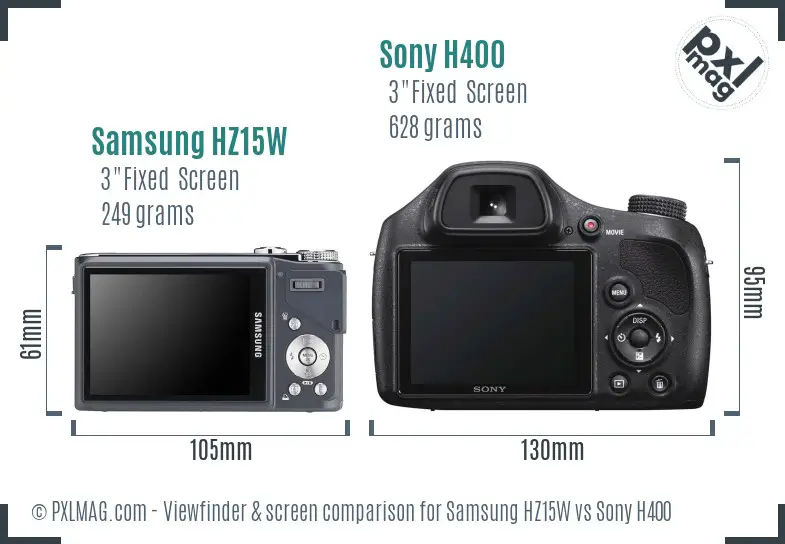 Samsung HZ15W vs Sony H400 Screen and Viewfinder comparison