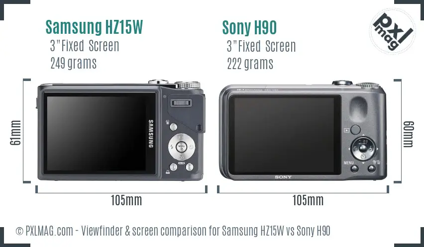 Samsung HZ15W vs Sony H90 Screen and Viewfinder comparison