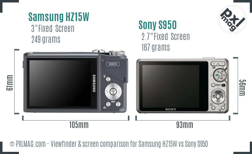 Samsung HZ15W vs Sony S950 Screen and Viewfinder comparison