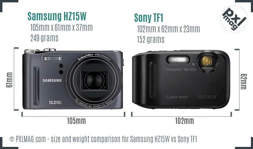Samsung HZ15W vs Sony TF1 size comparison