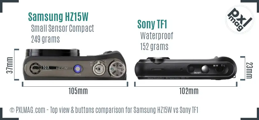 Samsung HZ15W vs Sony TF1 top view buttons comparison