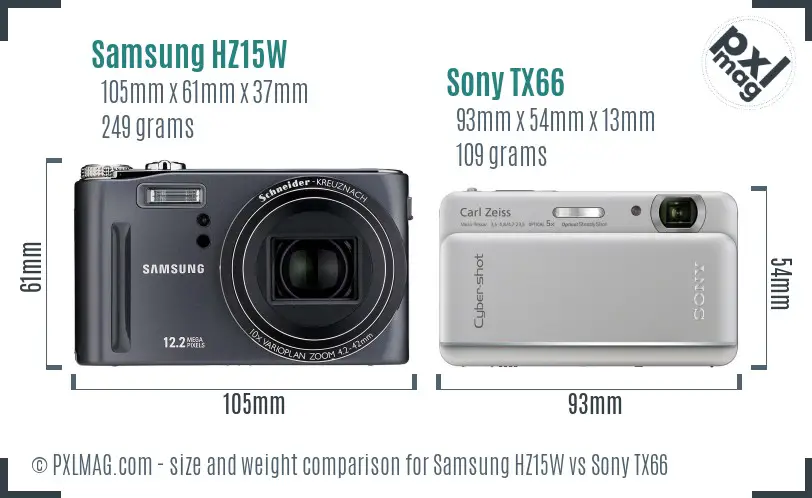 Samsung HZ15W vs Sony TX66 size comparison