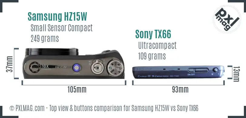 Samsung HZ15W vs Sony TX66 top view buttons comparison