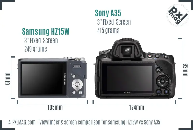 Samsung HZ15W vs Sony A35 Screen and Viewfinder comparison