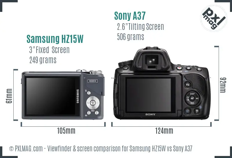 Samsung HZ15W vs Sony A37 Screen and Viewfinder comparison