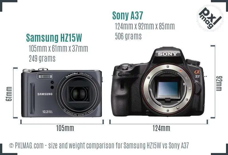 Samsung HZ15W vs Sony A37 size comparison