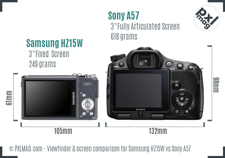 Samsung HZ15W vs Sony A57 Screen and Viewfinder comparison