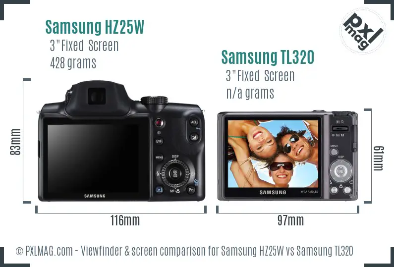 Samsung HZ25W vs Samsung TL320 Screen and Viewfinder comparison Samsung HZ25W vs Samsung TL320 Screen and Viewfinder comparison