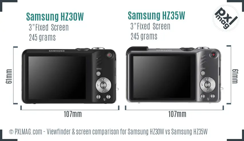 Samsung HZ30W vs Samsung HZ35W Screen and Viewfinder comparison