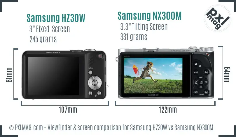 Samsung HZ30W vs Samsung NX300M Screen and Viewfinder comparison