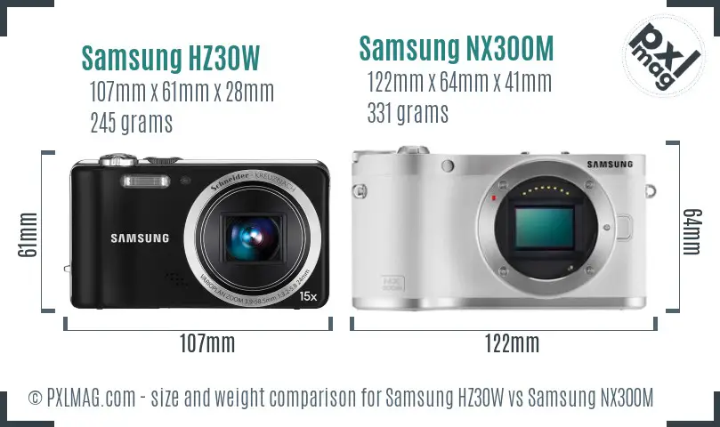 Samsung HZ30W vs Samsung NX300M size comparison