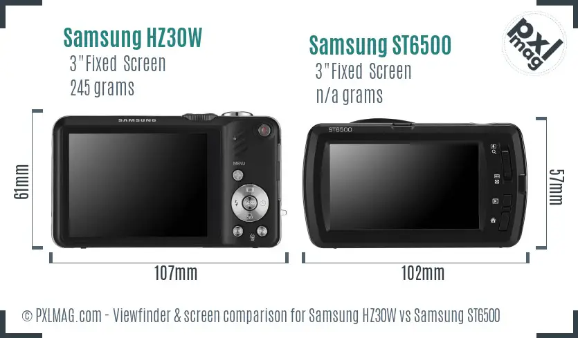 Samsung HZ30W vs Samsung ST6500 Screen and Viewfinder comparison