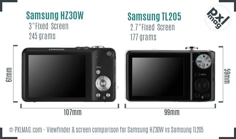 Samsung HZ30W vs Samsung TL205 Screen and Viewfinder comparison Samsung HZ30W vs Samsung TL205 Screen and Viewfinder comparison