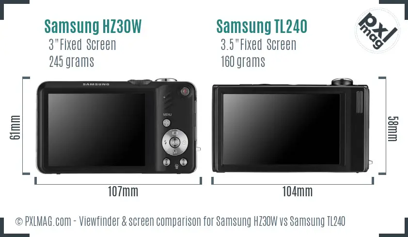 Samsung HZ30W vs Samsung TL240 Screen and Viewfinder comparison Samsung HZ30W vs Samsung TL240 Screen and Viewfinder comparison