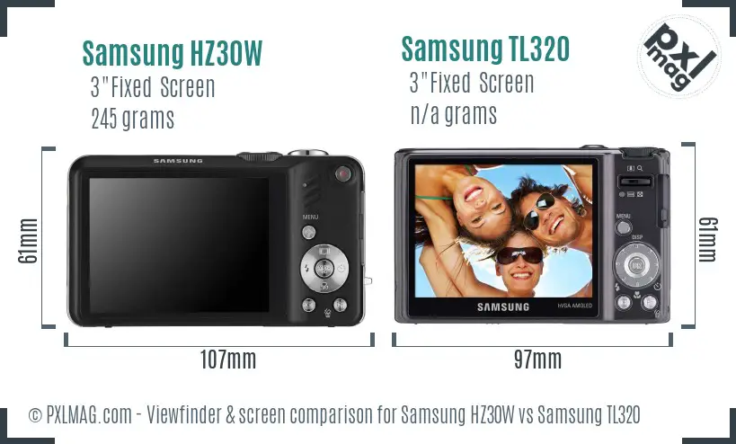Samsung HZ30W vs Samsung TL320 Screen and Viewfinder comparison