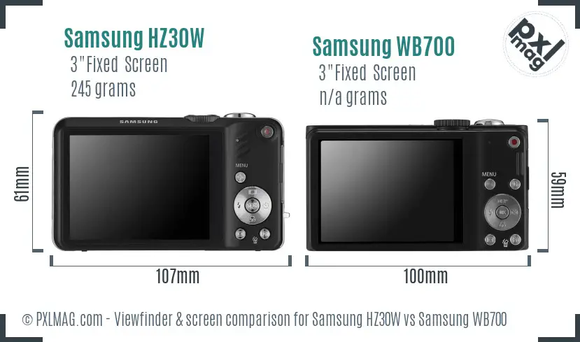 Samsung HZ30W vs Samsung WB700 Screen and Viewfinder comparison
