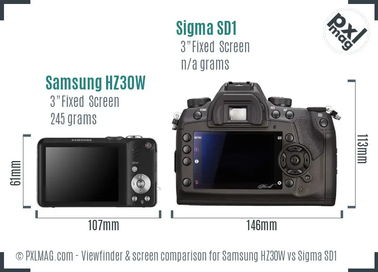 Samsung HZ30W vs Sigma SD1 Screen and Viewfinder comparison