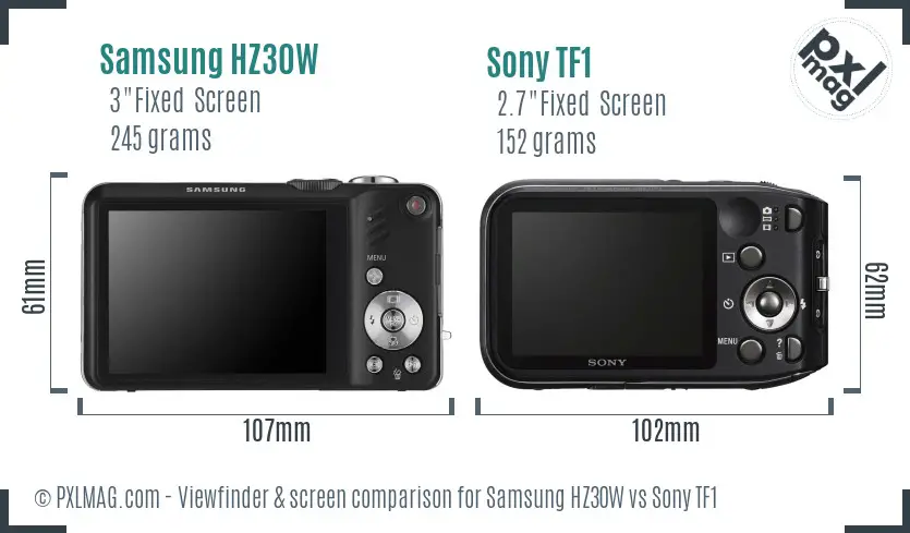 Samsung HZ30W vs Sony TF1 Screen and Viewfinder comparison