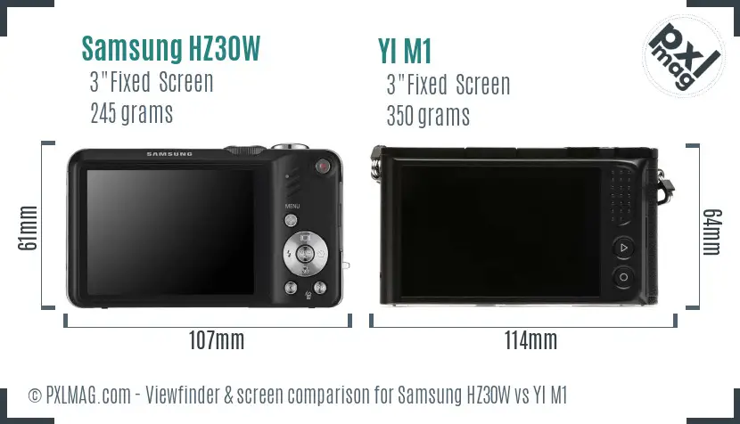 Samsung HZ30W vs YI M1 Screen and Viewfinder comparison