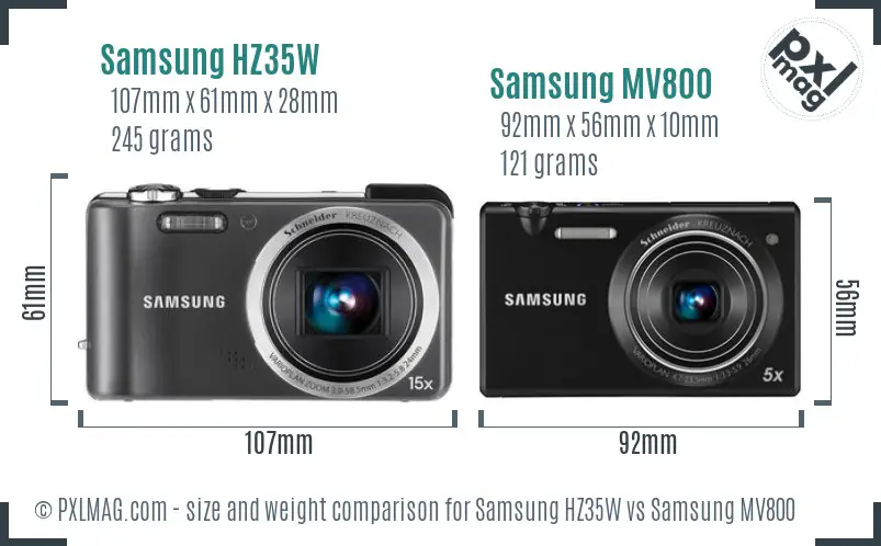 Samsung HZ35W vs Samsung MV800 size comparison