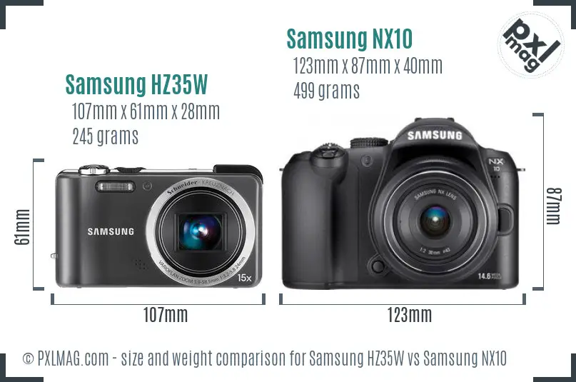 Samsung HZ35W vs Samsung NX10 size comparison