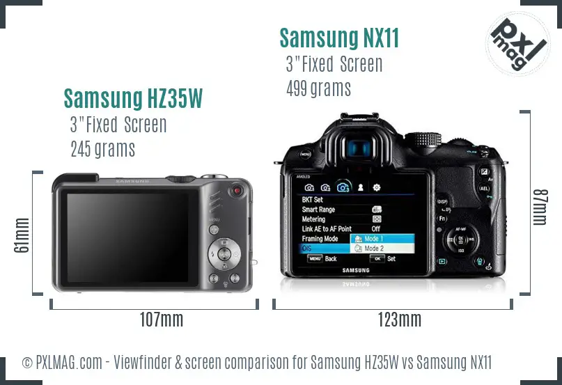 Samsung HZ35W vs Samsung NX11 Screen and Viewfinder comparison