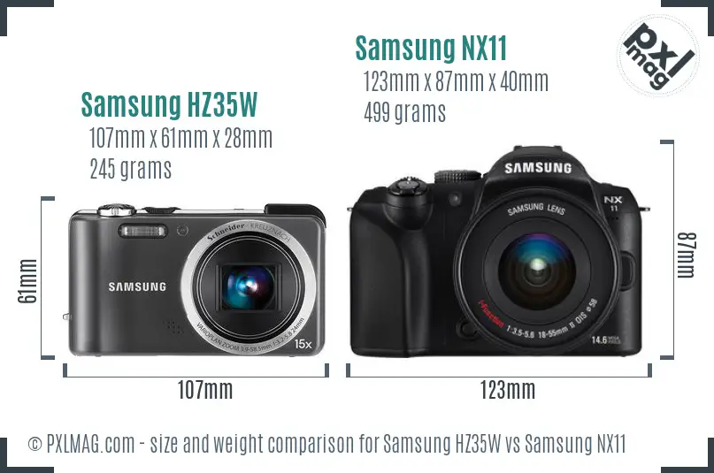Samsung HZ35W vs Samsung NX11 size comparison