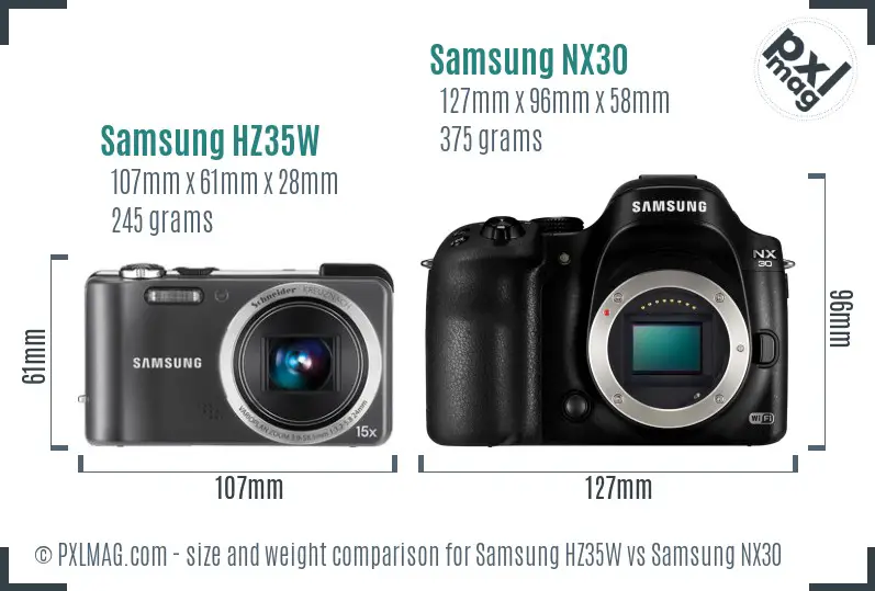 Samsung HZ35W vs Samsung NX30 size comparison